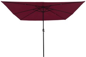 Parasol de Jardim Quadrado vidaXL com Luzes LED 295x245 cm Bordô
