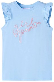 T-shirt para criança manga com folhos azul-claro 104