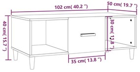 Mesa de centro 102x50x40 cm madeira processada preto