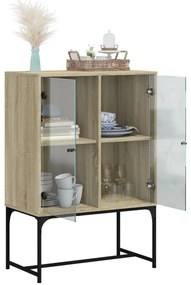 Armário de apoio c/ portas vidro 69x37x100 cm carvalho sonoma