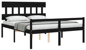 Estrutura de cama King Size com cabeceira madeira maciça preto