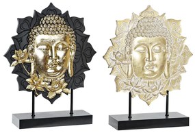 Figura Decorativa Dkd Home Decor Preto Dourado Buda Mdf Resina (27 X 8 X 33,5 cm) (2 Unidades)