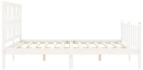 Cama sem colchão 200x200 cm madeira de pinho maciça branco