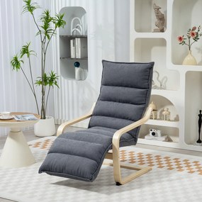 Poltrona de Salão com Apoio para os Pés Ajustável Estofada em Veludo com Estrutura de Madeira 67x93x105 cm Cinzento Escuro