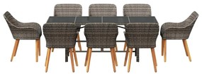 Conjunto de jantar de jardim com 9 peças em cinza