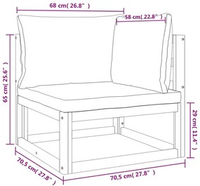 7pcs conjunto lounge de jardim madeira c/almofadões cinza-claro