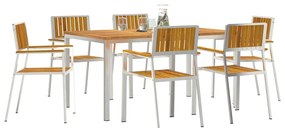 Conjunto de Jantar de Jardim vidaXL 7 Peças de Madeira Sólida de Acáci