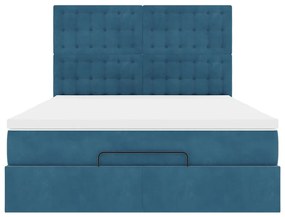 Estrutura cama otomana colchões 140x190 cm veludo azul escuro