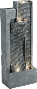 Outsunny Fonte de Água Decorativa com Iluminação LED e Vaso Fonte de Jardim Exterior em Cascata de 3 Níveis com Bomba Resistente à Intempérie para Jardim Pátio 38x19x101 cm Cinzento Escuro | Aosom Portugal