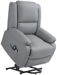 HOMCOM Poltrona Relax Levanta Pessoas com 8 Pontos de Massagem Reclinável com Função de Aquecimento 89x93x105 cm Cinza