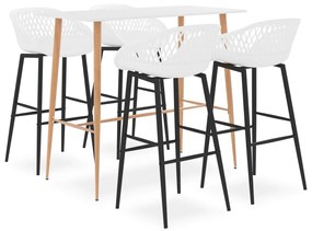 vidaXL 5 pcs conjunto de bar branco