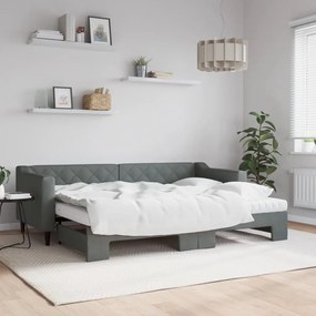vidaXL Sofá-cama c/ gavetão e colchões 80x200cm tecido cinzento-escuro