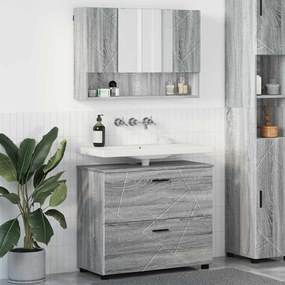 vidaXL Conjunto de Móveis para Banheiro 2 pcs Sonoma cinzento