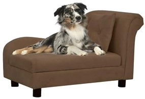 Sofá para cães com almofada 83x44x44 cm pelúcia castanho