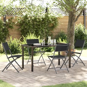 vidaXL Conjunto de Jantar de Jardim 5 Peças Preto Textilene e Aço
