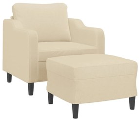 Poltrona com apoio de pés 60 cm tecido cor creme