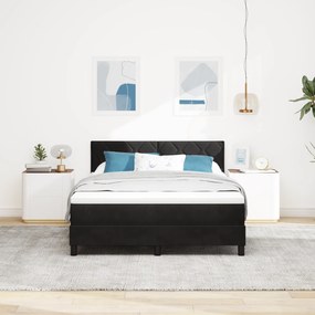 Cama Box Spring com Colchão Preto, 140x190 cm de Veludo