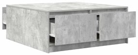 Mesa de centro com gavetas 100x100x40 cm cinzento-cimento