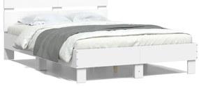 Estrutura de cama com cabeceira e luzes LED 120x190 cm branco