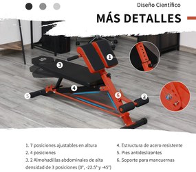 Banco de haltere Inclinação com 4 níveis de altura ajustável 64x146x73