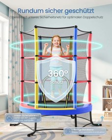 Trampolim infantil de 174 cm com rede de segurança e cobertura para os bordos Multicolorido