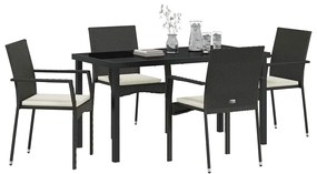 Conjunto de 4 Cadeiras de Jardim 5 pcs Preto 140 x 70 x 73 cm