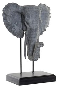 Figura Decorativa Dkd Home Decor Elefante Preto Cinzento Metal Resina (40 X 28 X 56 cm)