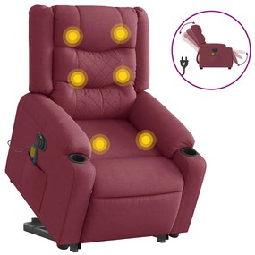 Poltrona elevatória de massagens elétrica tecido vermelho tinto