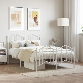 vidaXL Estrutura de cama com cabeceira e pés 120x200 cm metal branco