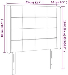 Cabeceira de cama c/ luzes LED veludo 83x16x118/128 cm preto