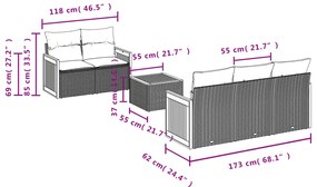 6 pcs conjunto de sofás p/ jardim com almofadões vime PE bege