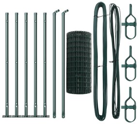 Cerca Euro com 7 Postes Flangeados 0.6x10 m Aço Galvanizado