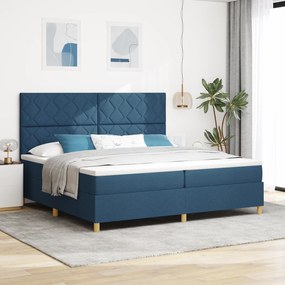 vidaXL Cama Box Spring com Colchão & LED Azul 200x200 cm Tecido