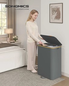 Cesto da roupa suja com tampa e saco removível 52 x 38,5 x 75 cm, 150 L, cinzento ardósia