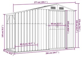 Abrigo de Jardim em Aço Galvanizado - 277x93x179 cm - Antracite