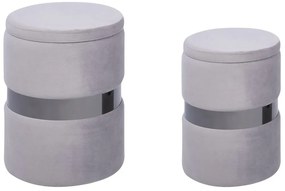 Conjunto de 2 tamboretes em veludo cinzento DORIS Beliani