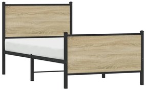 Estrutura de cama sem colchão 90x190 cm metal carvalho sonoma