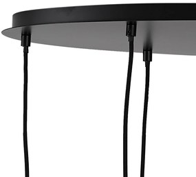 Candeeiro suspenso moderno preto com vidro fumado 9 luzes - Jia