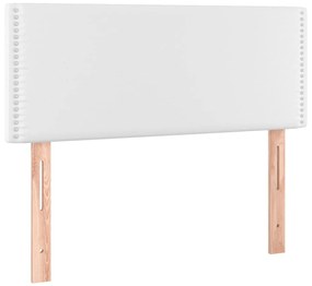 Cabeceira de cama c/ LED couro artificial 90x5x78/88 cm branco