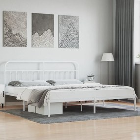 352634 vidaXL Estrutura de cama com cabeceira 200x200 cm metal branco