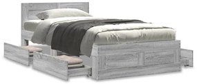 Estrutura de cama c/ cabeceira derivados madeira cinza-cimento