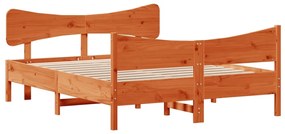 Cama sem colchão 160x200 cm madeira pinho maciço castanho-mel