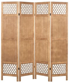 Biombo com 4 painéis em madeira castanha clara 170 x 163 cm CERTOSA Beliani