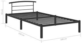 Estrutura de cama 90x200 cm metal preto