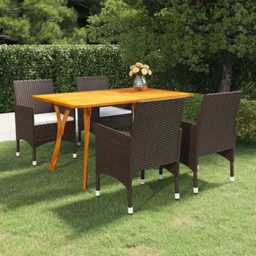 vidaXL 5 pcs conjunto de jantar para jardim castanho