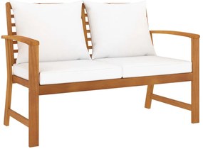Banco de jardim com almofadão cor creme 120 cm acácia maciça