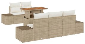 Conjunto de Jantar de Jardim 6 Peças com Almofadas Bege em Rattan Sint