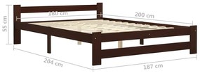 Estrutura de cama 180x200 cm pinho maciço castanho-escuro