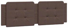 Estrutura cama c/ luzes LED 160x200cm couro artificial castanho