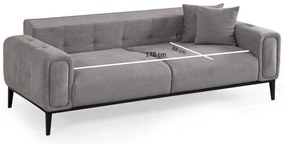 Sofá-Cama 3 Lugares Athena – Cinzento Claro – 225x92x76 cm